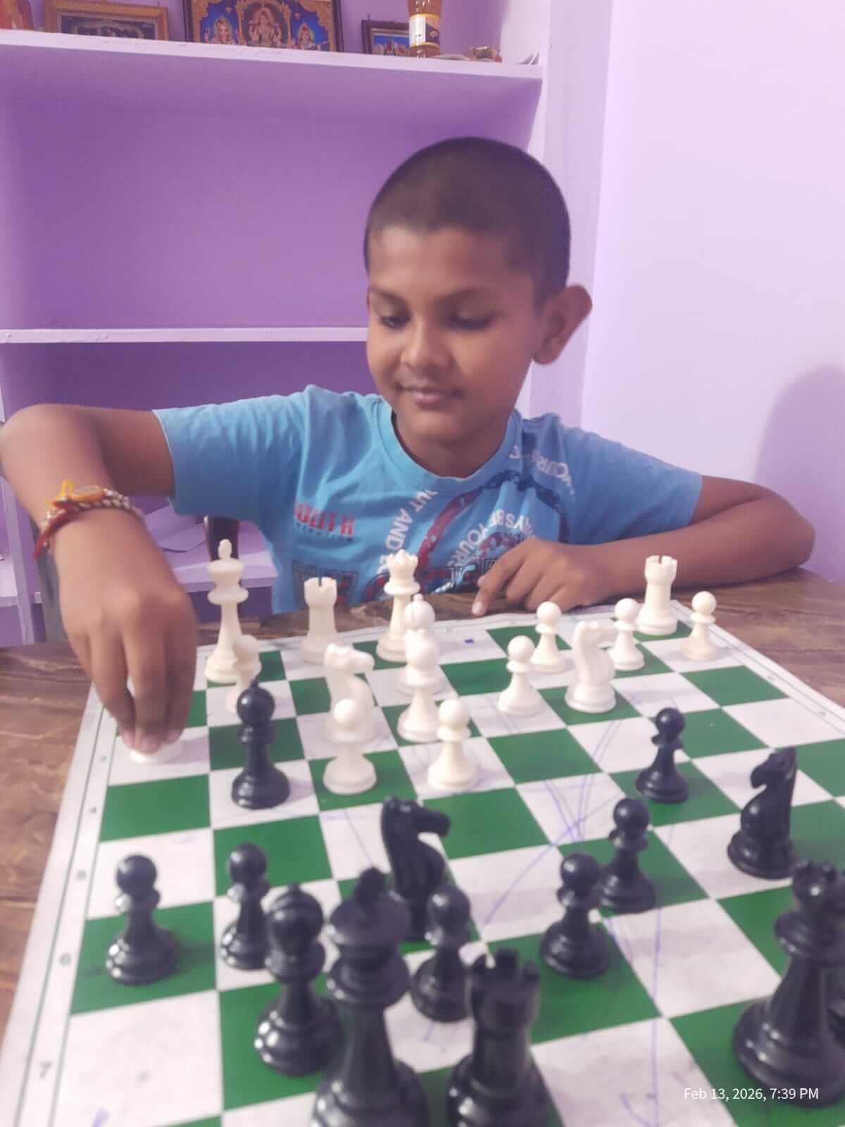 Close-up of a child focusing on a move